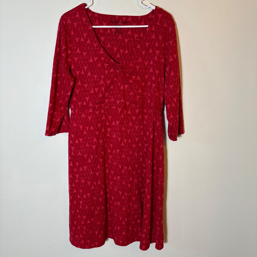 Toad&Co Rosalinda‎ Dress Women's Large Geometric Print 3/4 Sleeve Eco Friendly